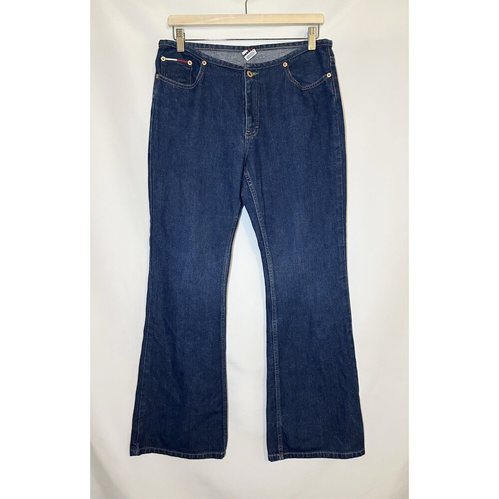 VTG Y2K 2001 Tommy Hilfiger Flare Blue Jeans Denim No Waistband Women's 11‎